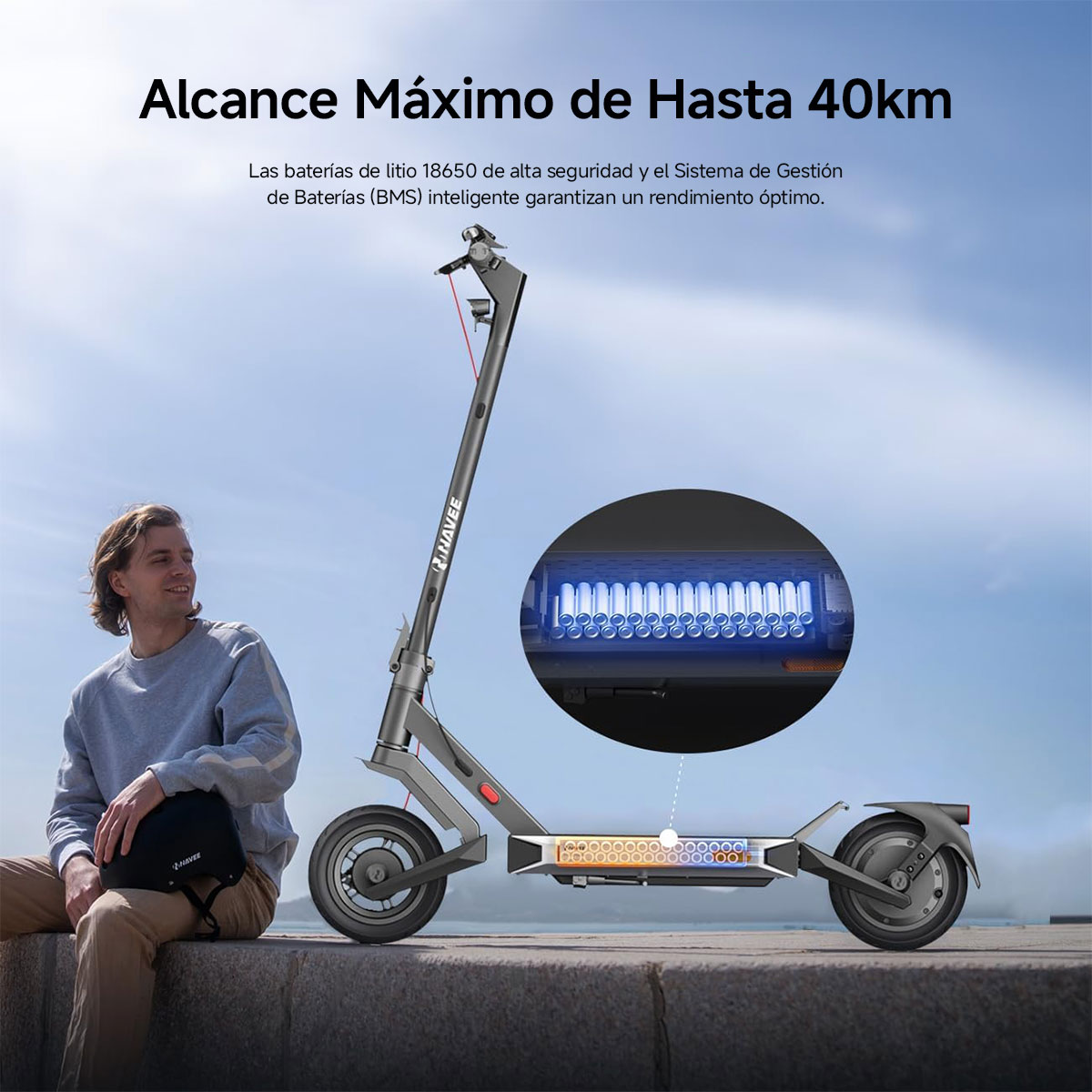 Foto 8 pulgar | Scooter Eléctrico Navee S40 Hasta 40km 32km/h 700w Eléctrico Patín Plegable Para Adultos