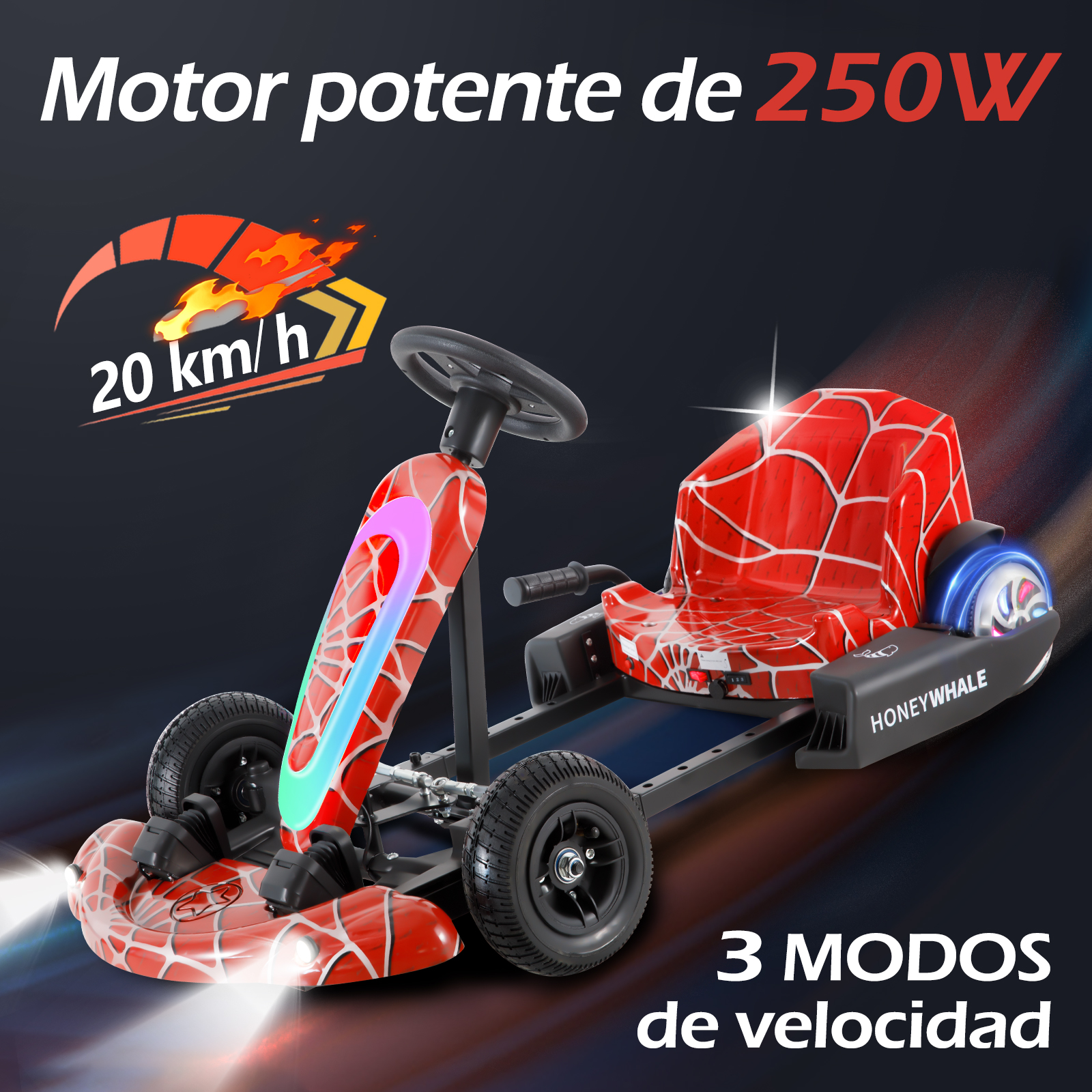 Foto 3 pulgar | Gokart Ajustable Infantil Honey Whale Jl009-05 Rojo