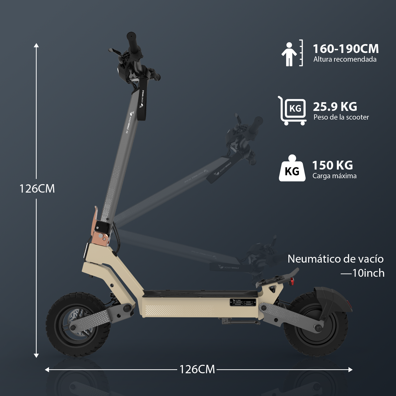 Foto 6 pulgar | Scooter Eléctrico Plegable Honey Whale H2