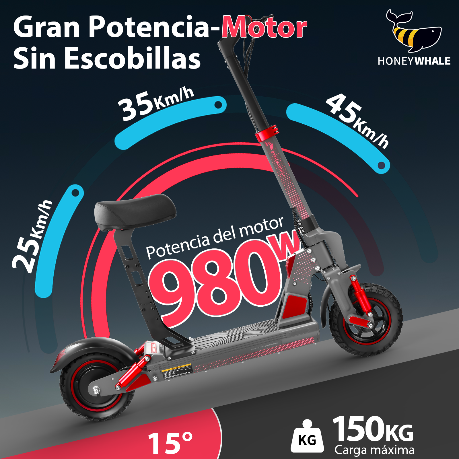 Foto 4 pulgar | Scooter Eléctrico Honey Whale C1 Rojo