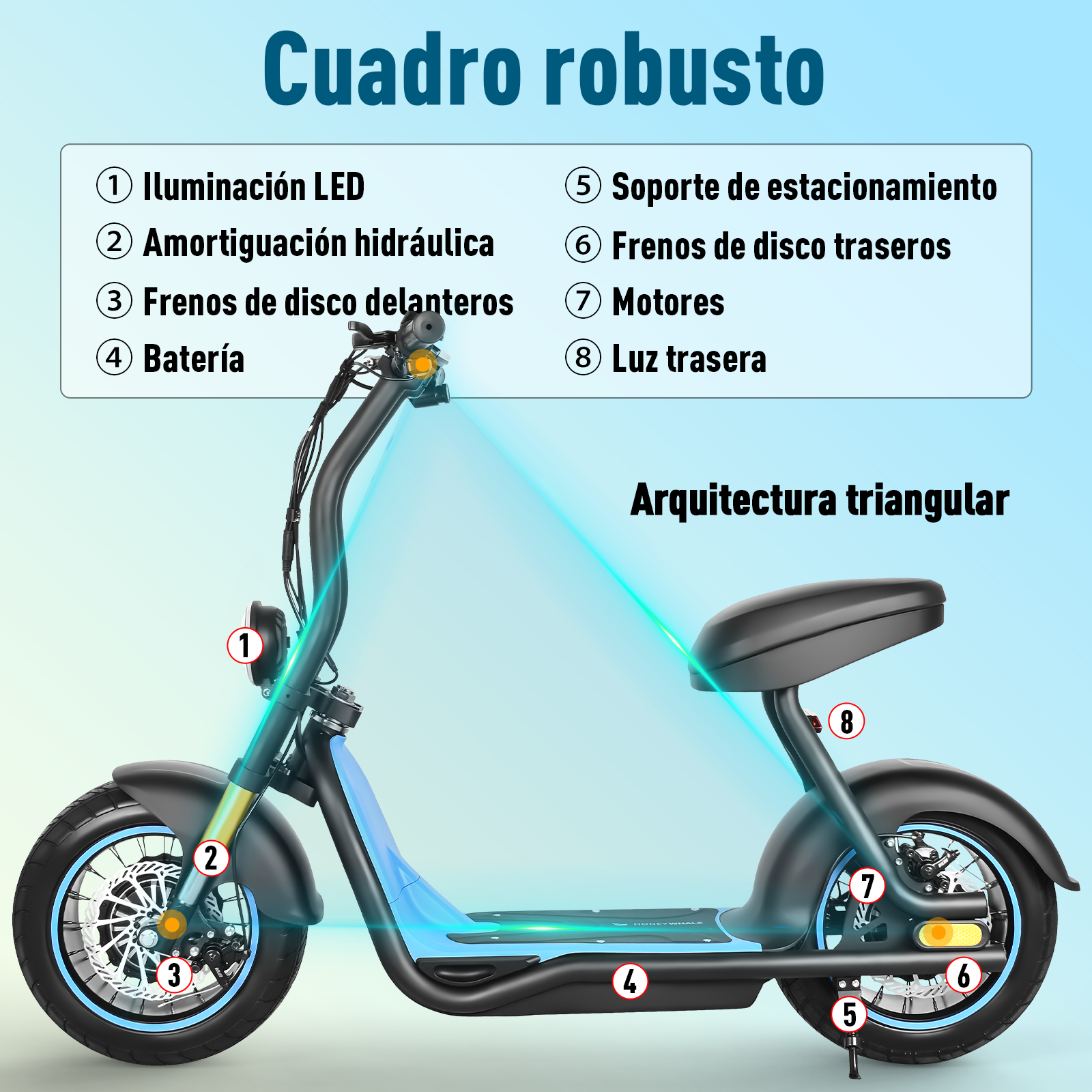 Foto 6 pulgar | Scooter Eléctrico Honey Whale H10 Azul