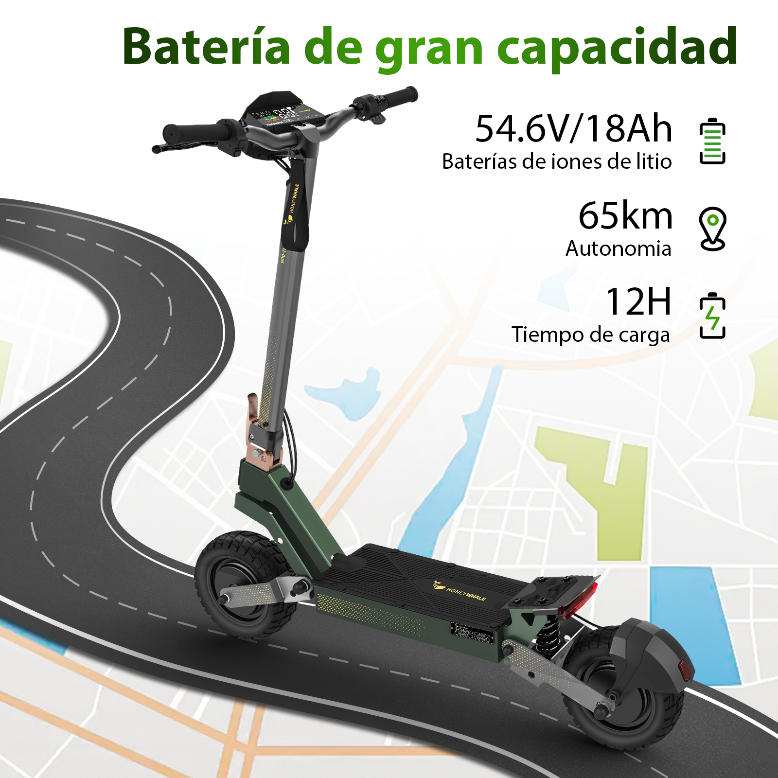 Foto 4 pulgar | Scooter Electrico Plegable Honey Whale H2 Dual