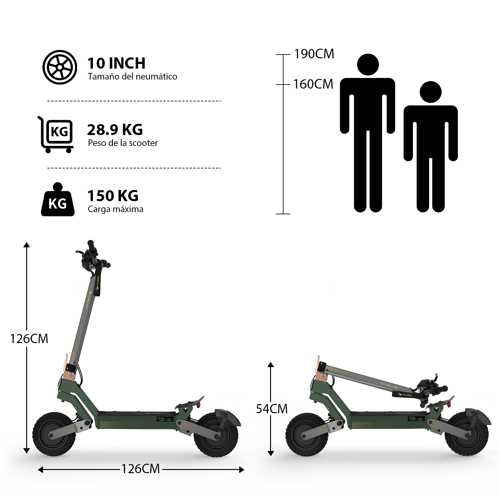 Foto 8 pulgar | Scooter Electrico Plegable Honey Whale H2 Dual