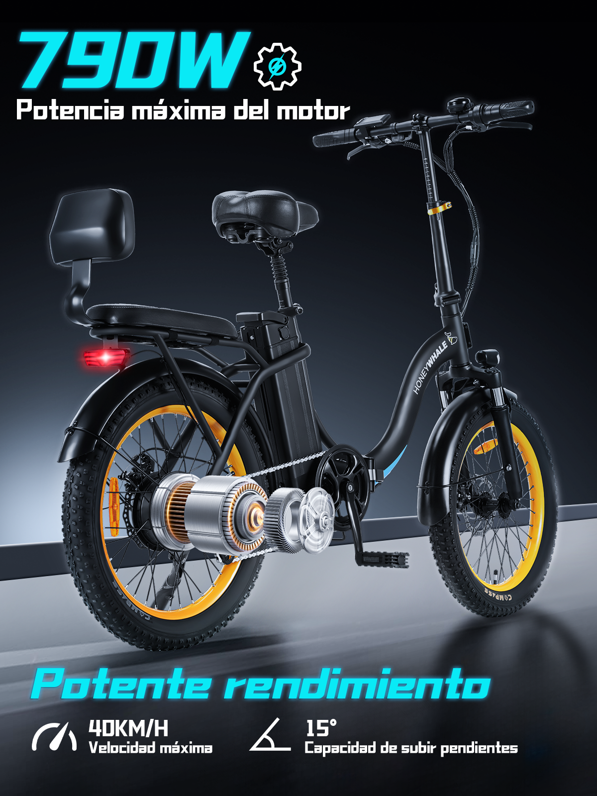 Foto 2 | Bicicleta Electrica Plegable Honey Whale Bw02 Negro