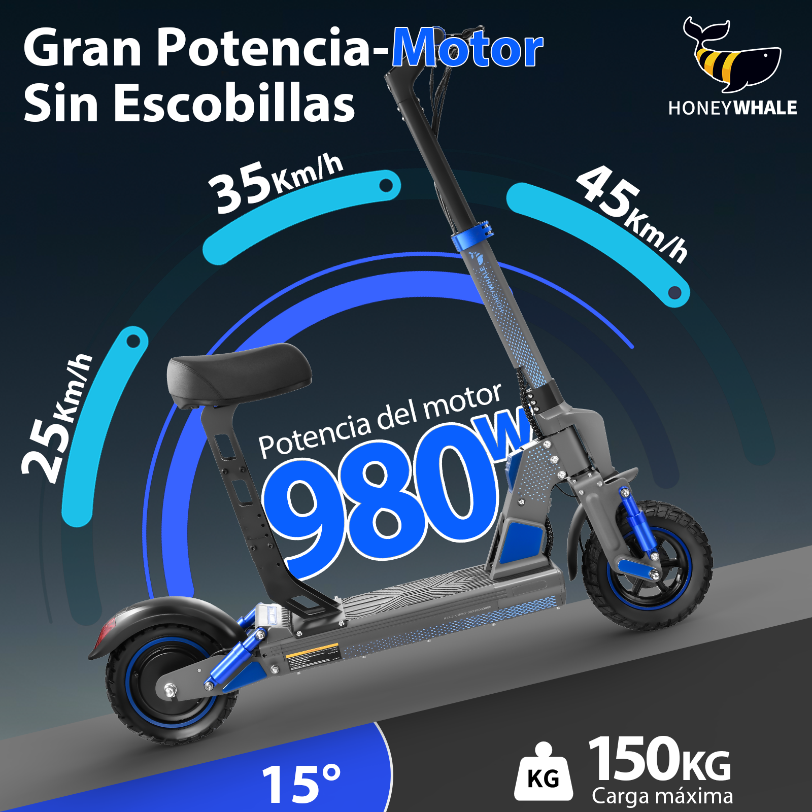 Foto 4 pulgar | Scooter Eléctrico Honey Whale C1 Azul