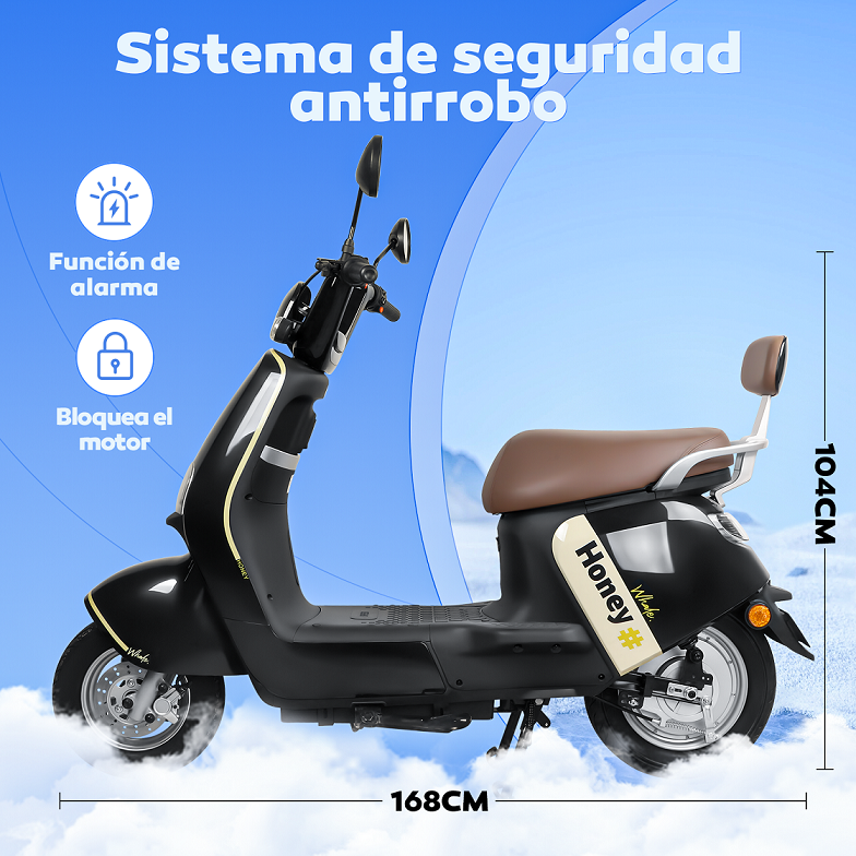 Foto 6 pulgar | Motobici Electrica Honey Whale U8s Negro