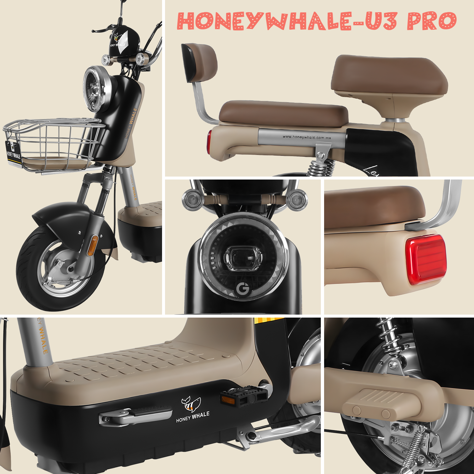 Foto 6 | Motobici Electrica Honey Whale U3-pro Negro