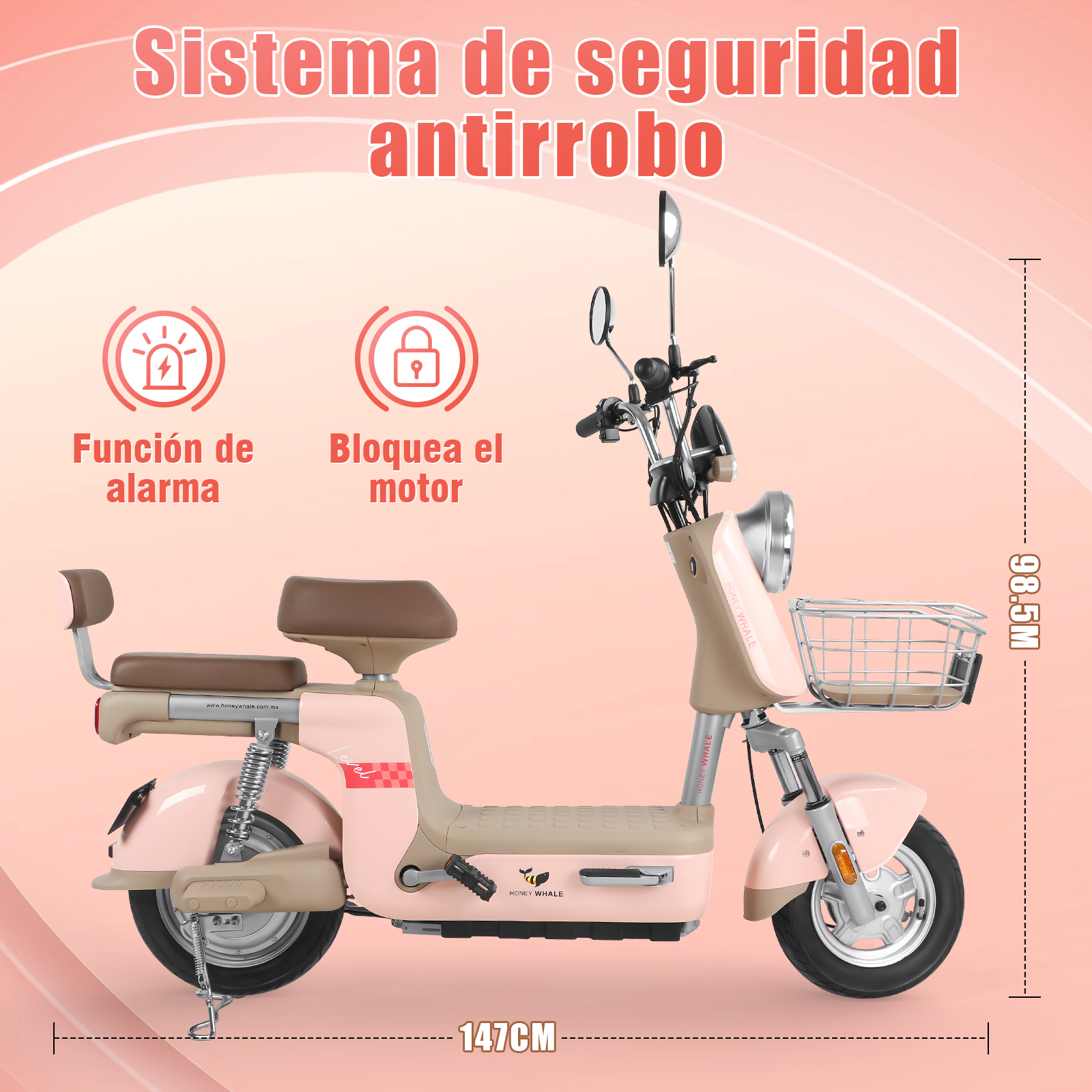 Foto 7 pulgar | Motobici Electrica Honey Whale U3-pro Rosa