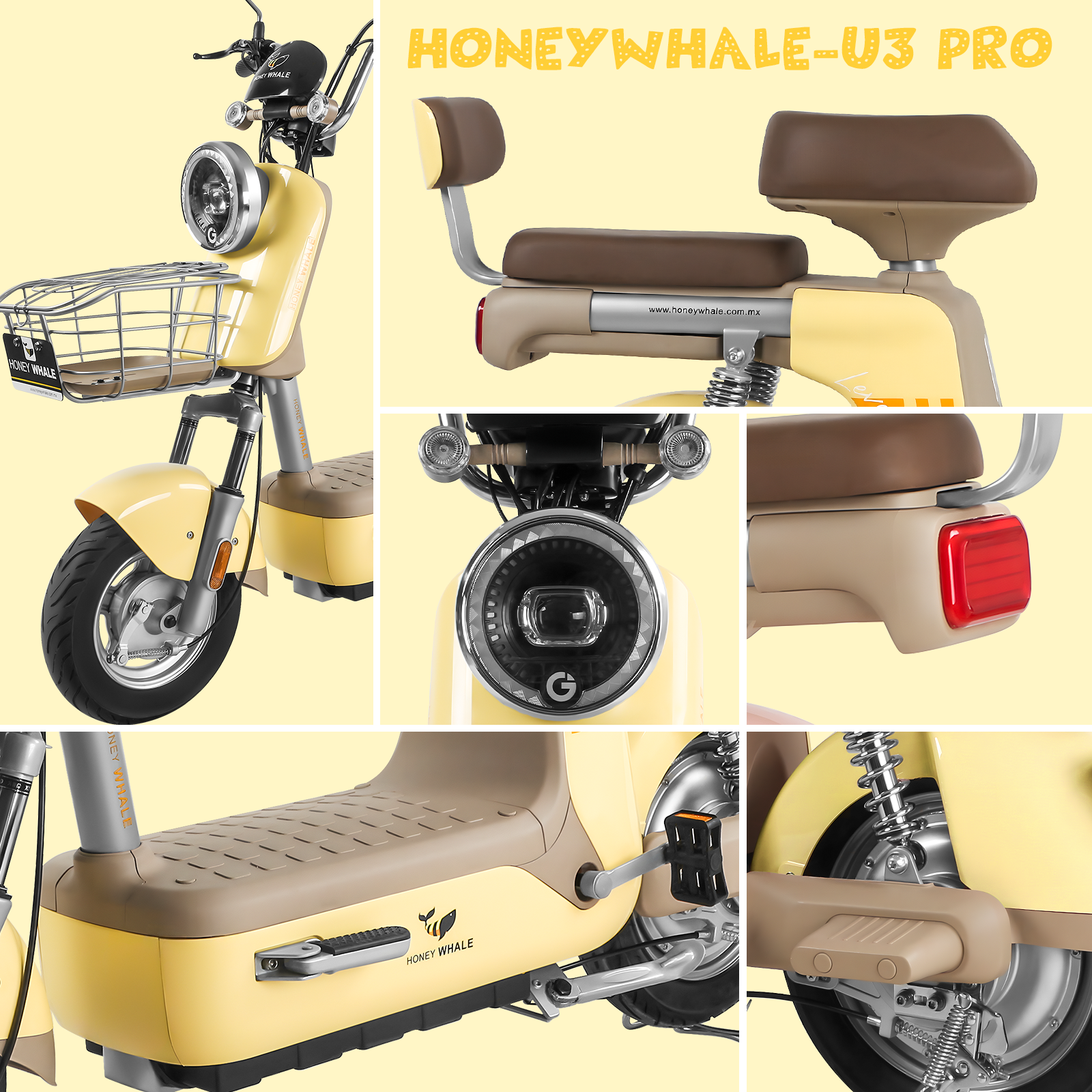 Foto 6 pulgar | Motobici Electrica Honey Whale U3-pro Amarillo