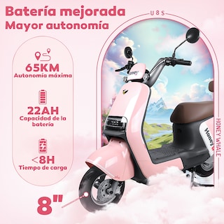Foto 3 | Motobici Electrica Honey Whale U8s Rosa