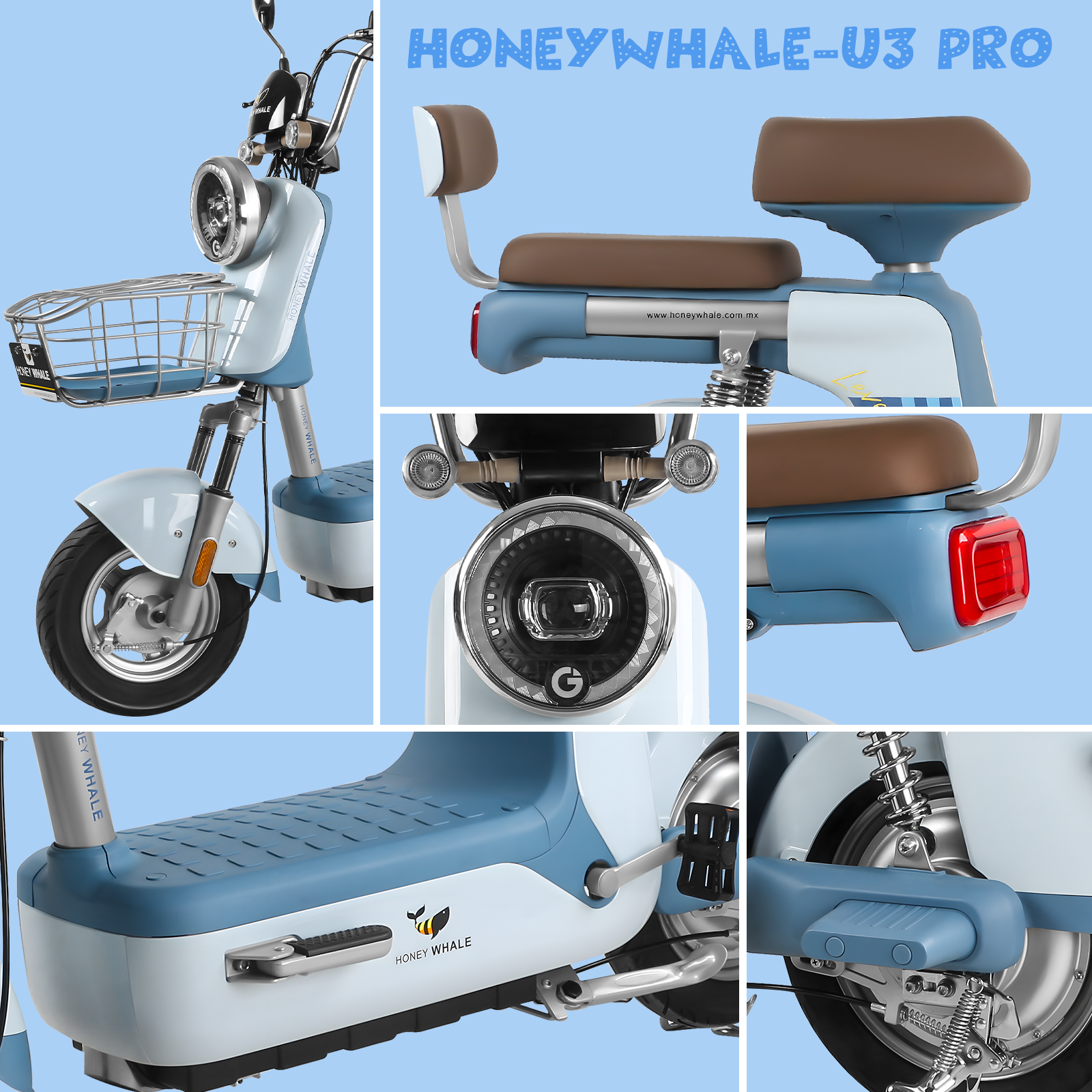 Foto 8 pulgar | Motobici Electrica Honey Whale U3-pro Azul