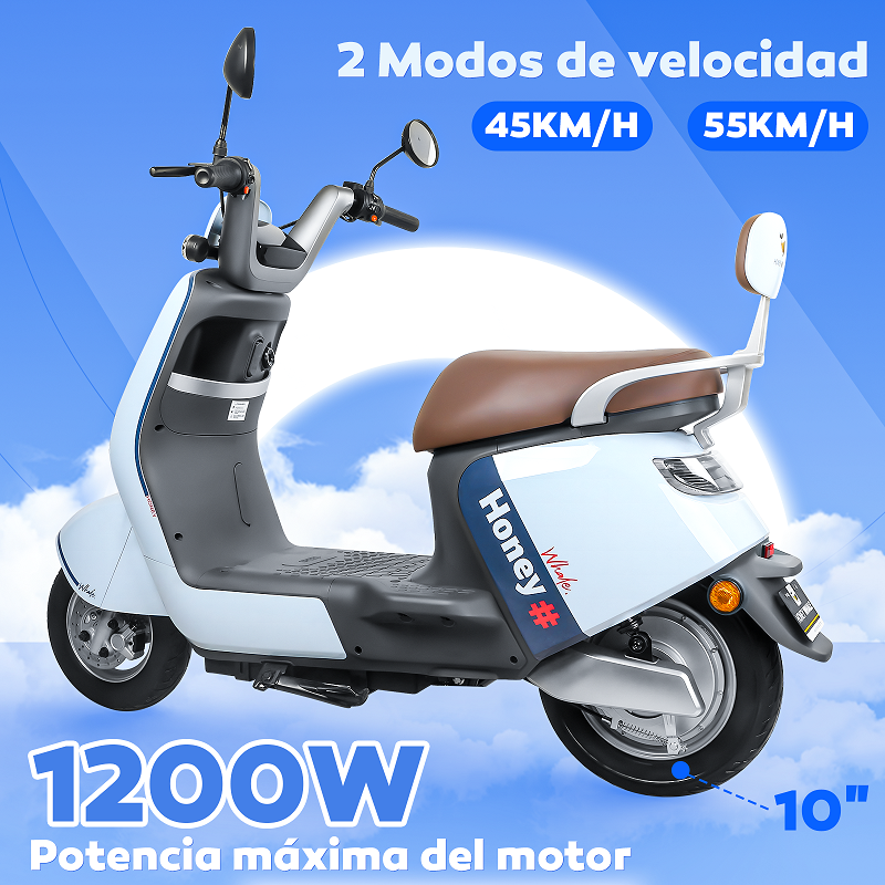 Foto 3 pulgar | Motobici Electrica Honey Whale U8s Azul