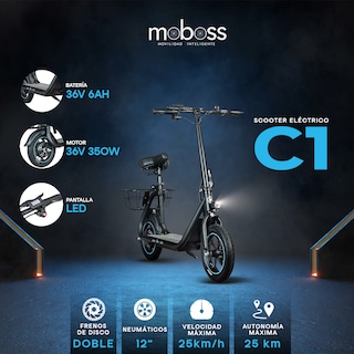 Foto 7 | Scooter Eléctrico Moboss C1 Negro 25 Km/h