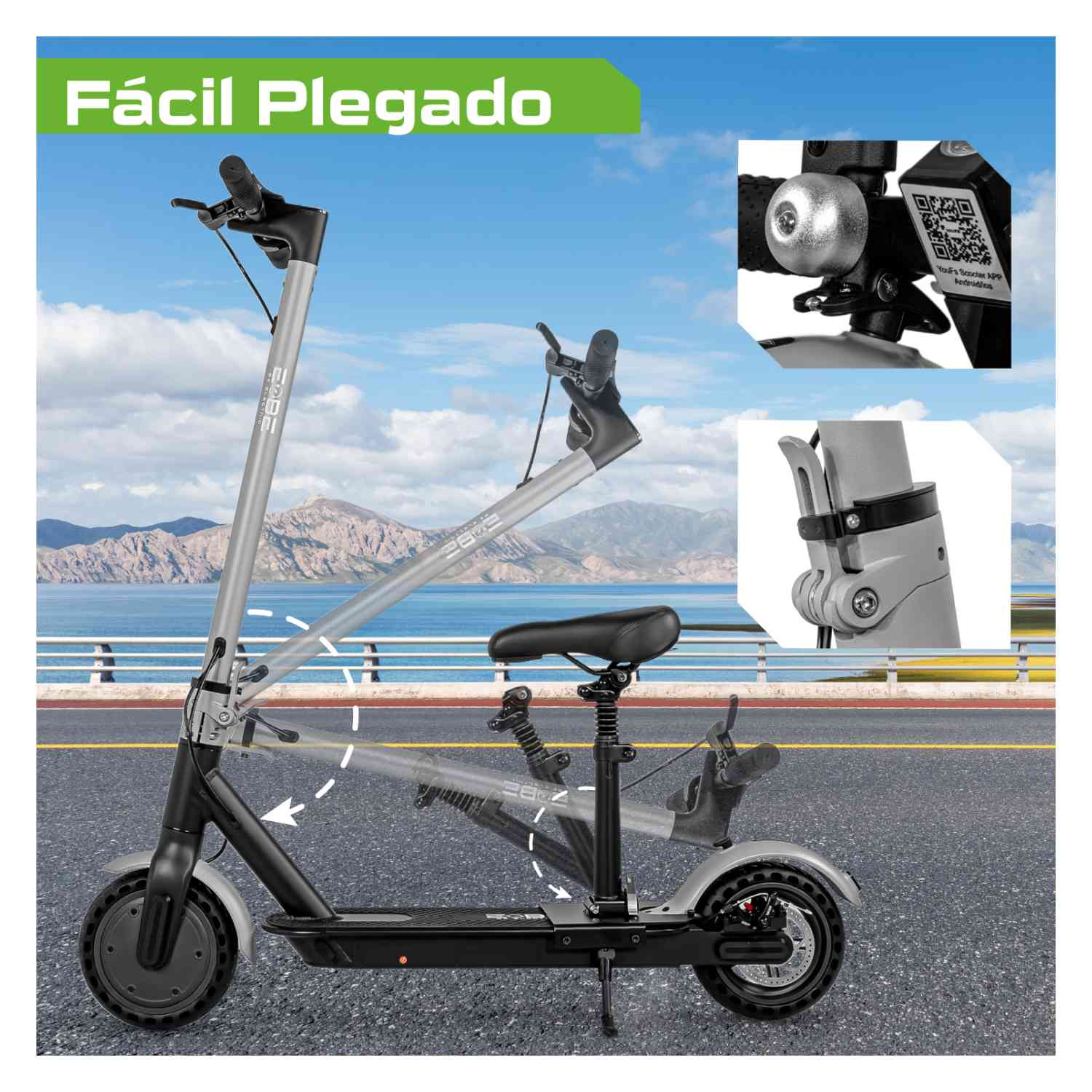 Foto 4 pulgar | Scooter Electrico con Asiento 30 Km/h App Movilidad Gps Luz Led