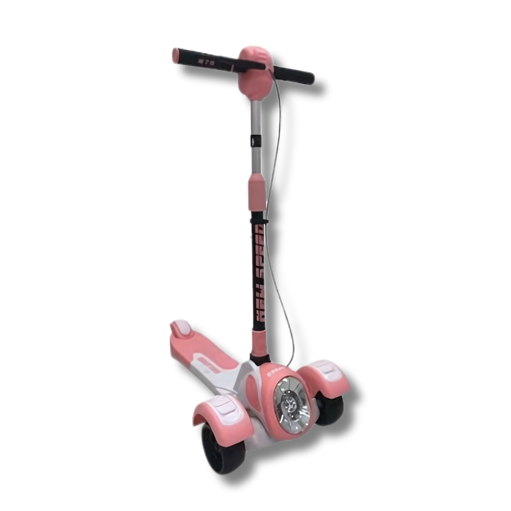 Scooter de Pie con Luz y Sonido Plegable Rosa para Niñas