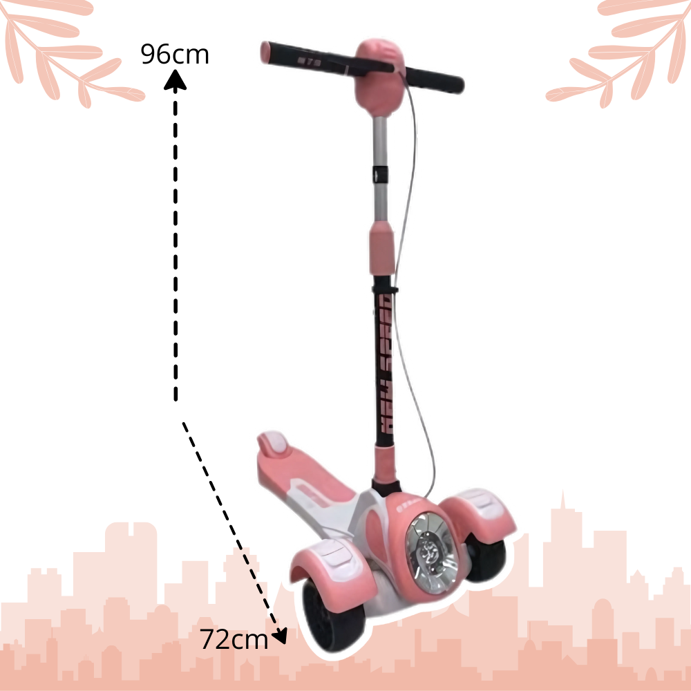 Foto 4 pulgar | Scooter de Pie con Luz y Sonido Plegable Rosa para Niñas