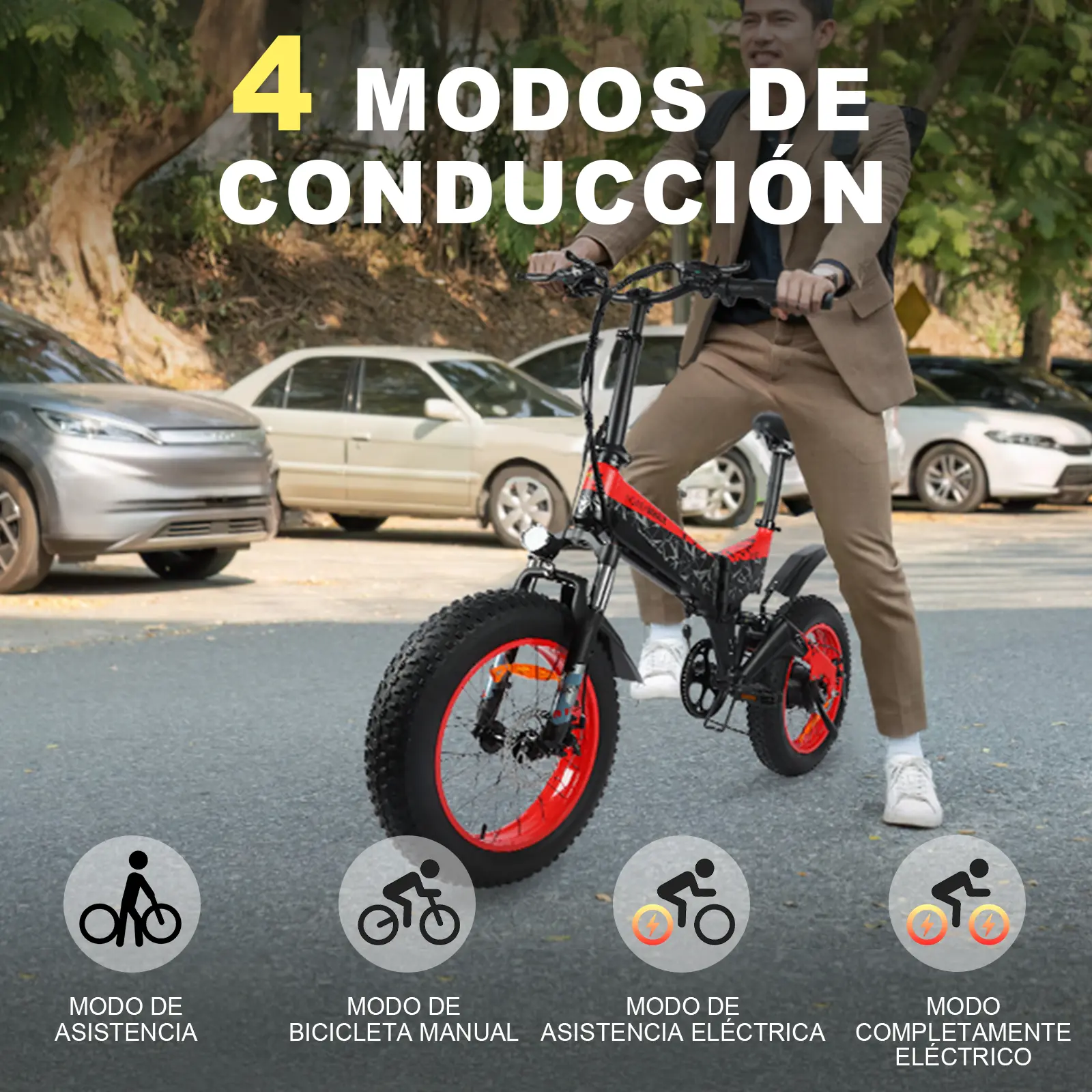 Foto 5 pulgar | Bicicleta Eléctrica Plegable Honey Whale S10 Rojo