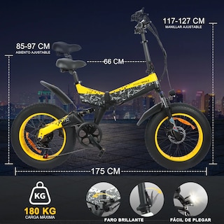 Foto 7 | Bicicleta Eléctrica Plegable Honey Whale S10 Amarillo