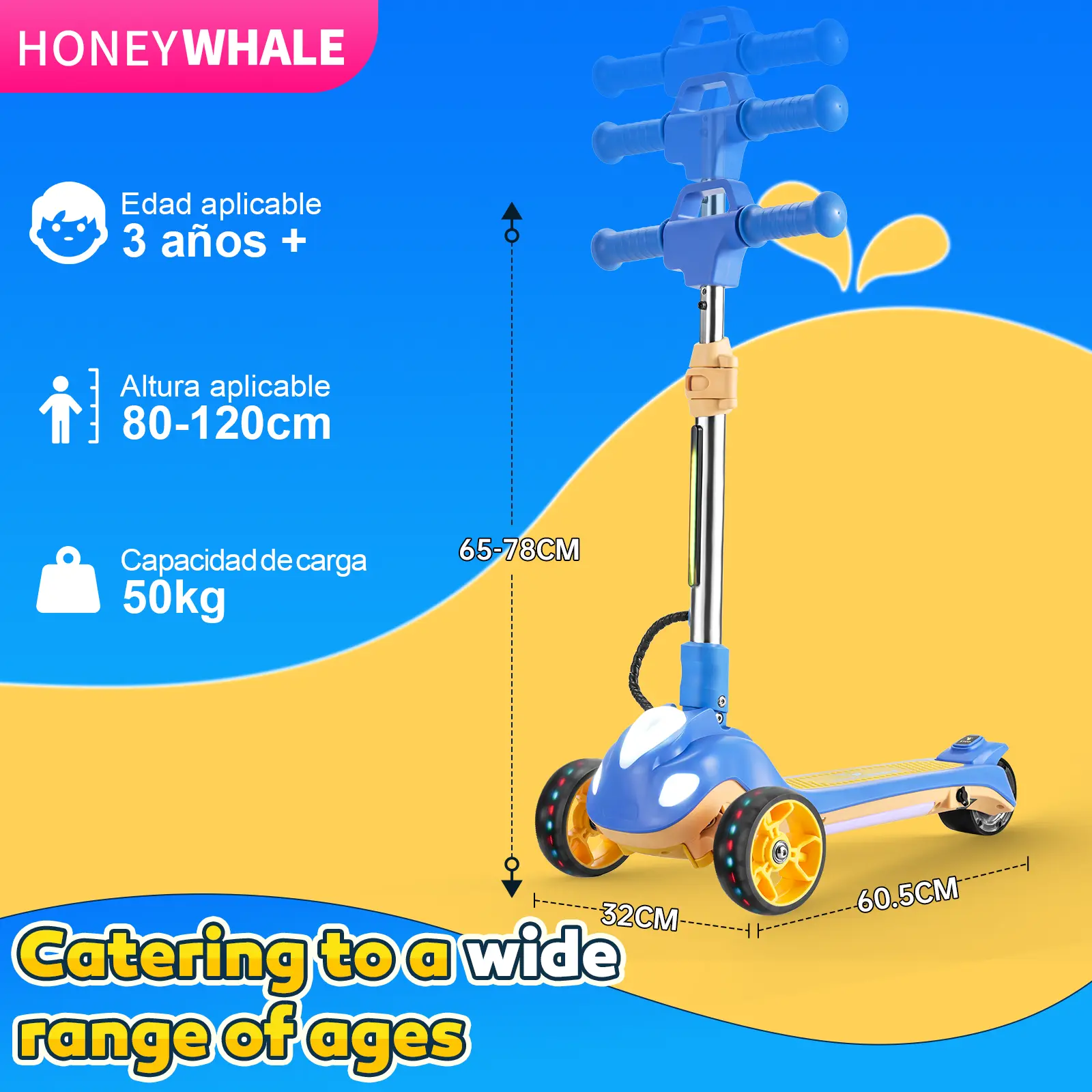 Foto 4 pulgar | Scooter Electrico Infantil Honey Whale Rm2 Pro Azul