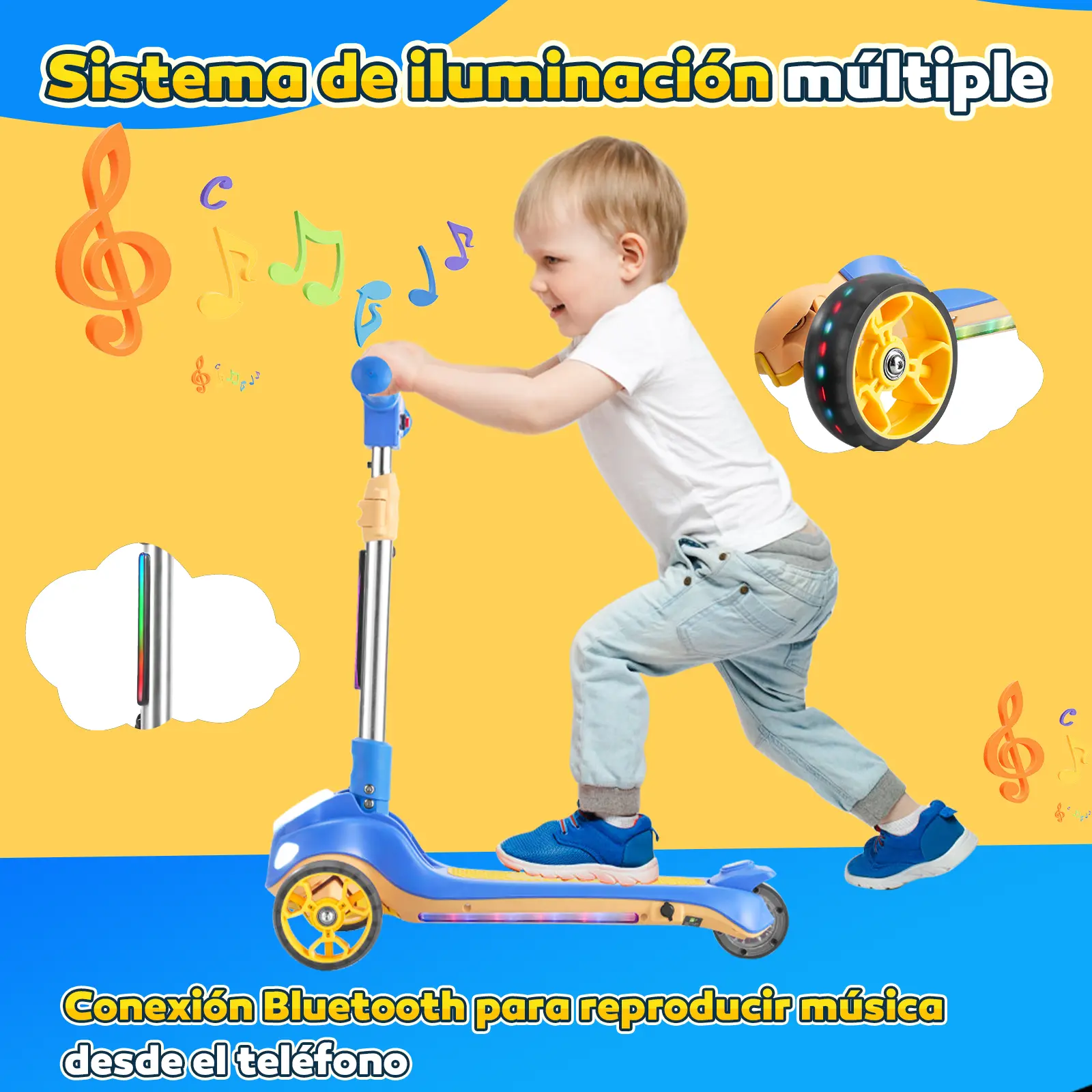 Foto 5 pulgar | Scooter Electrico Infantil Honey Whale Rm2 Pro Azul