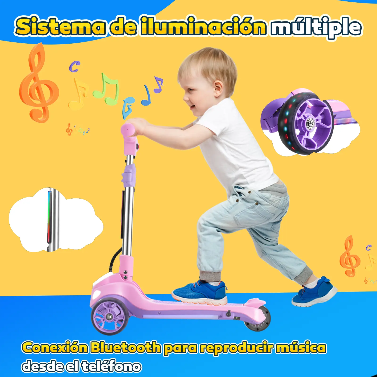 Foto 5 pulgar | Scooter Eléctrico Infantil Honey Whale Rm2 Pro Rosa