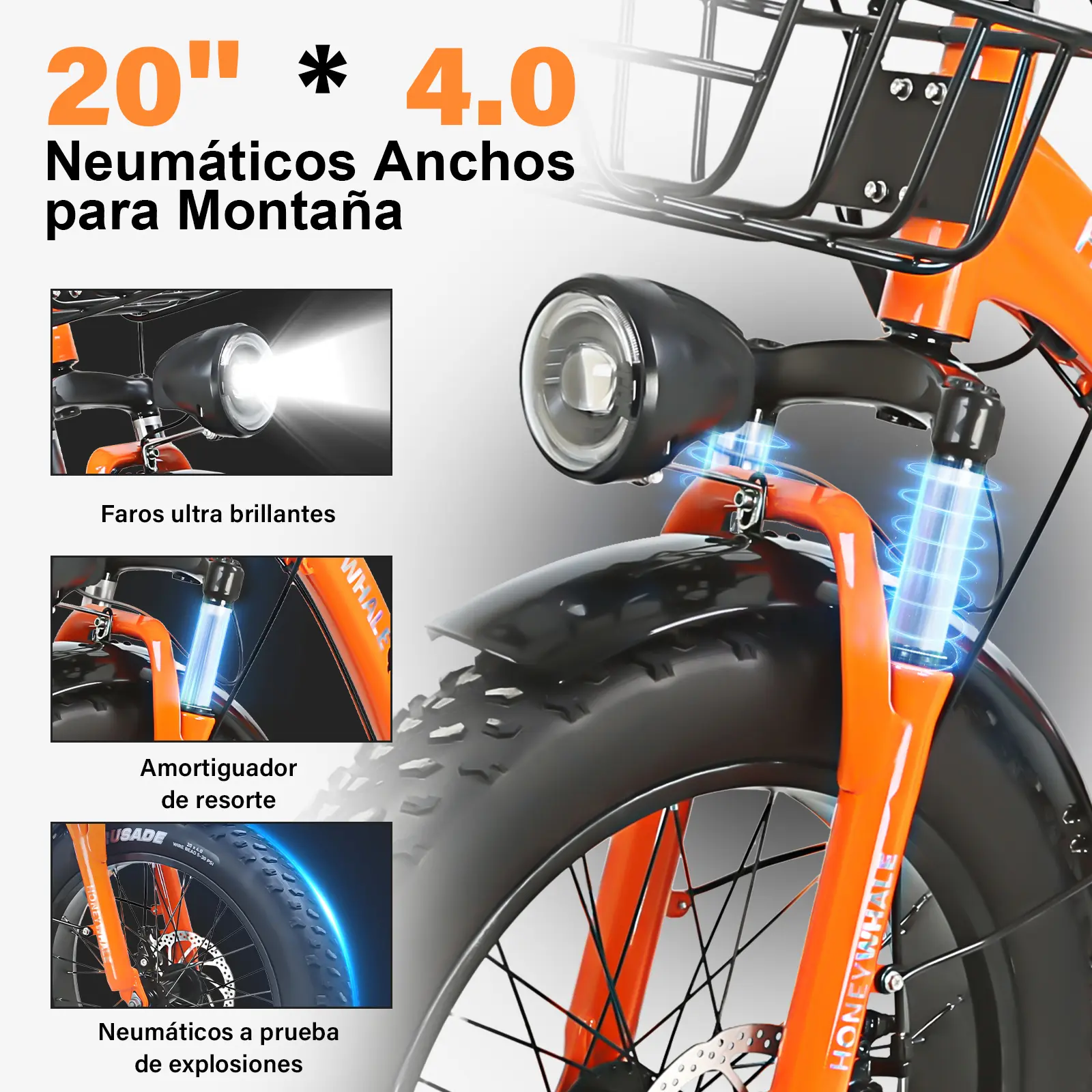 Foto 5 pulgar | Bicicleta Eléctrica Honey Whale S13 Naranja