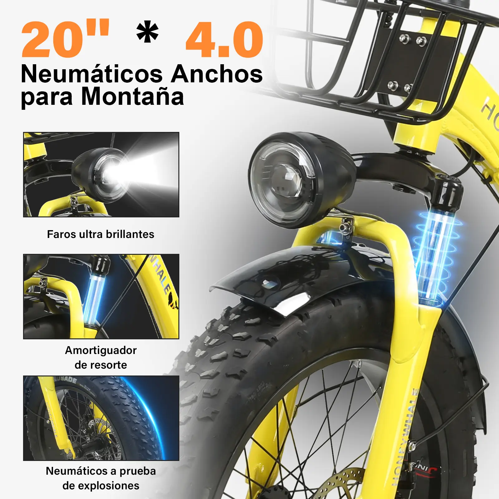 Foto 6 pulgar | Bicicleta Eléctrica Honey Whale S13 Amarilla