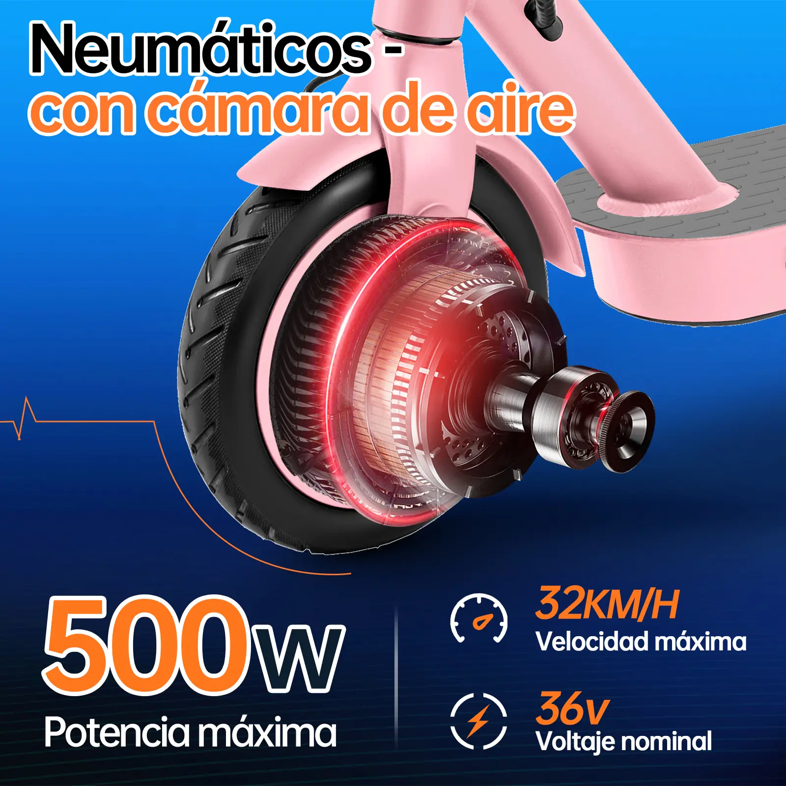 Foto 4 pulgar | Scooter Eléctrico Honey Whale E9 Pro V2 Rosa