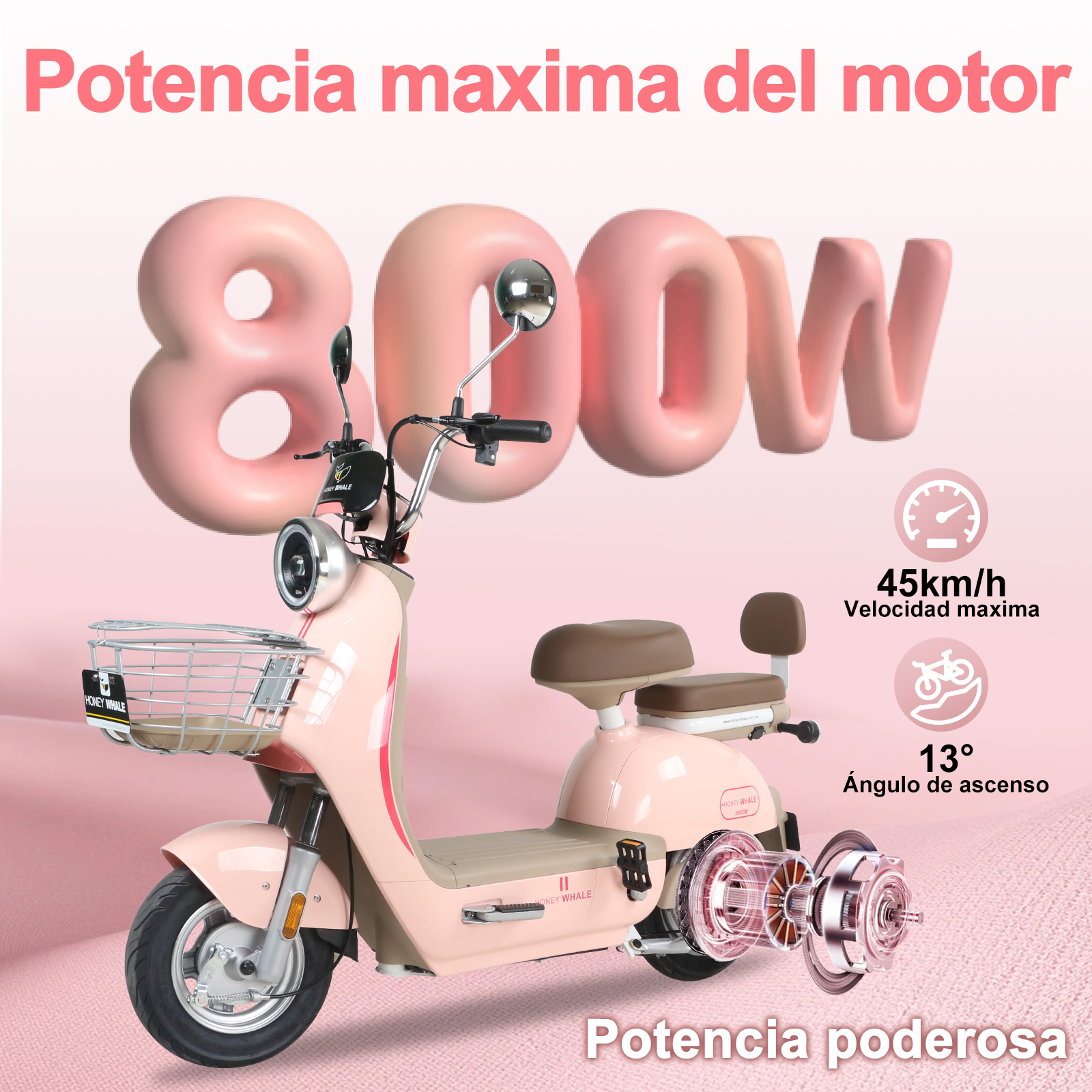 Foto 3 pulgar | Motobici Eléctrica Honey Whale Una Rosa