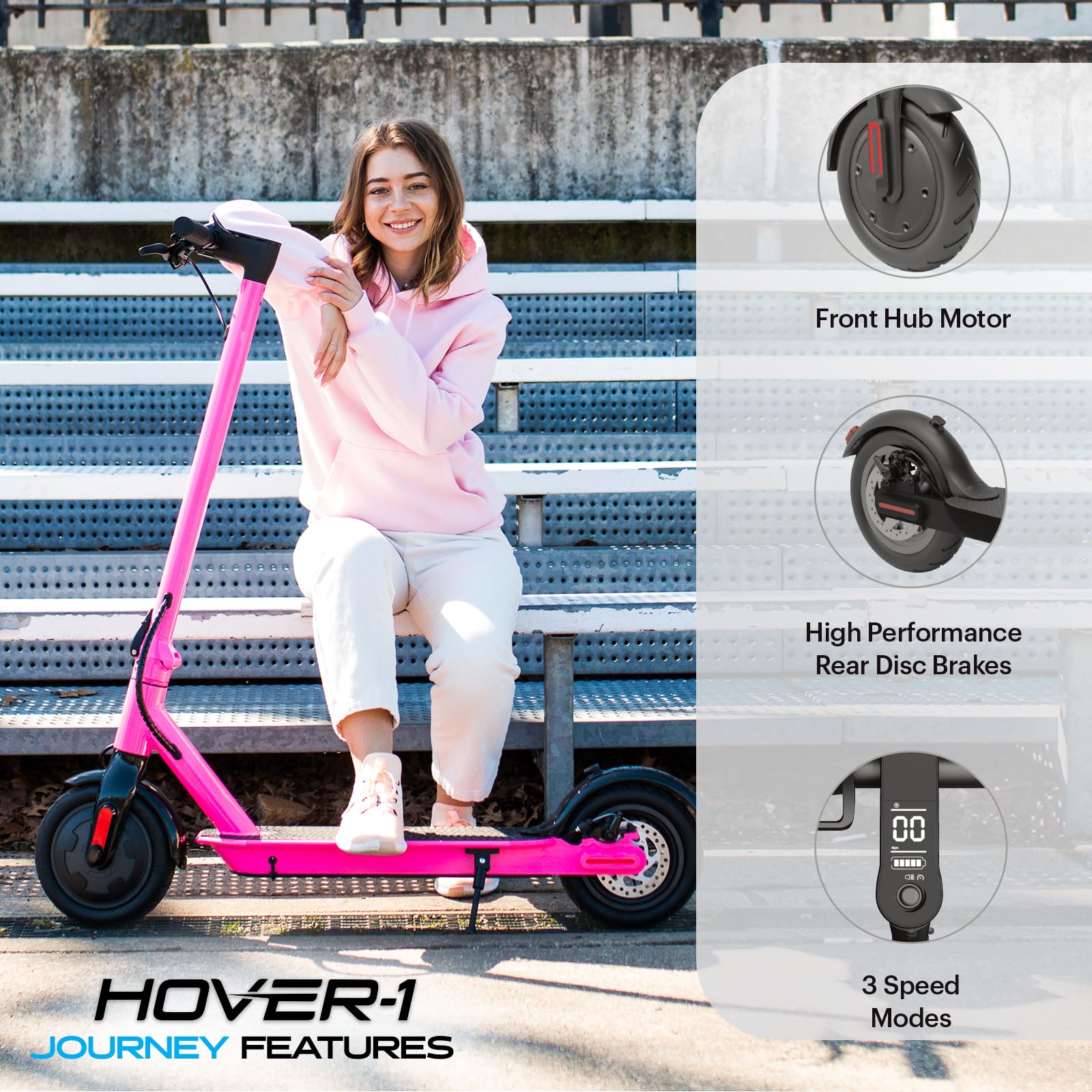 Foto 4 pulgar | Patinete Eléctrico Plegable Hover-1 Journey 300 W 16 Mph 26 Libras - Venta Internacional.