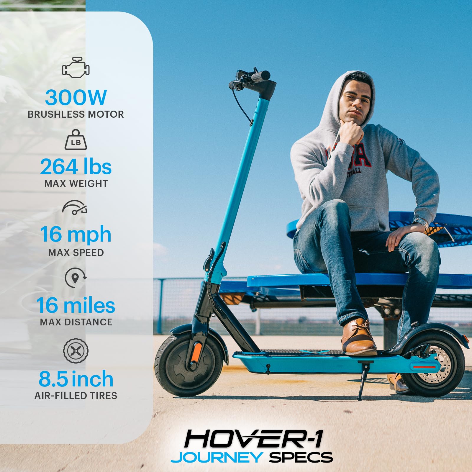 Foto 2 | Patinete Eléctrico Plegable Hover-1 Journey 300 W 16 Mph 26 Libras - Venta Internacional.