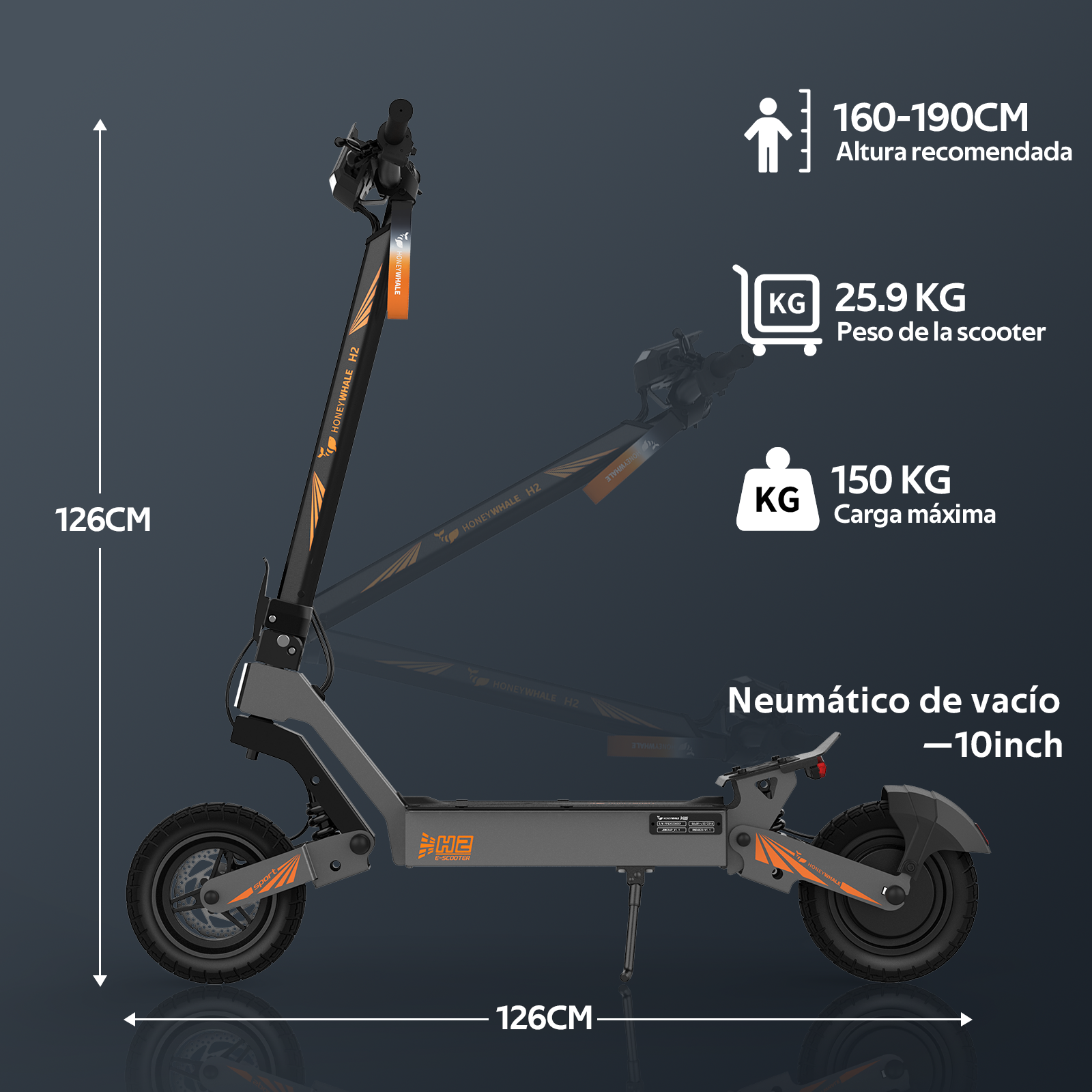 Foto 8 pulgar | Scooter Eléctrico Plegable Honey Whale H2 Gris