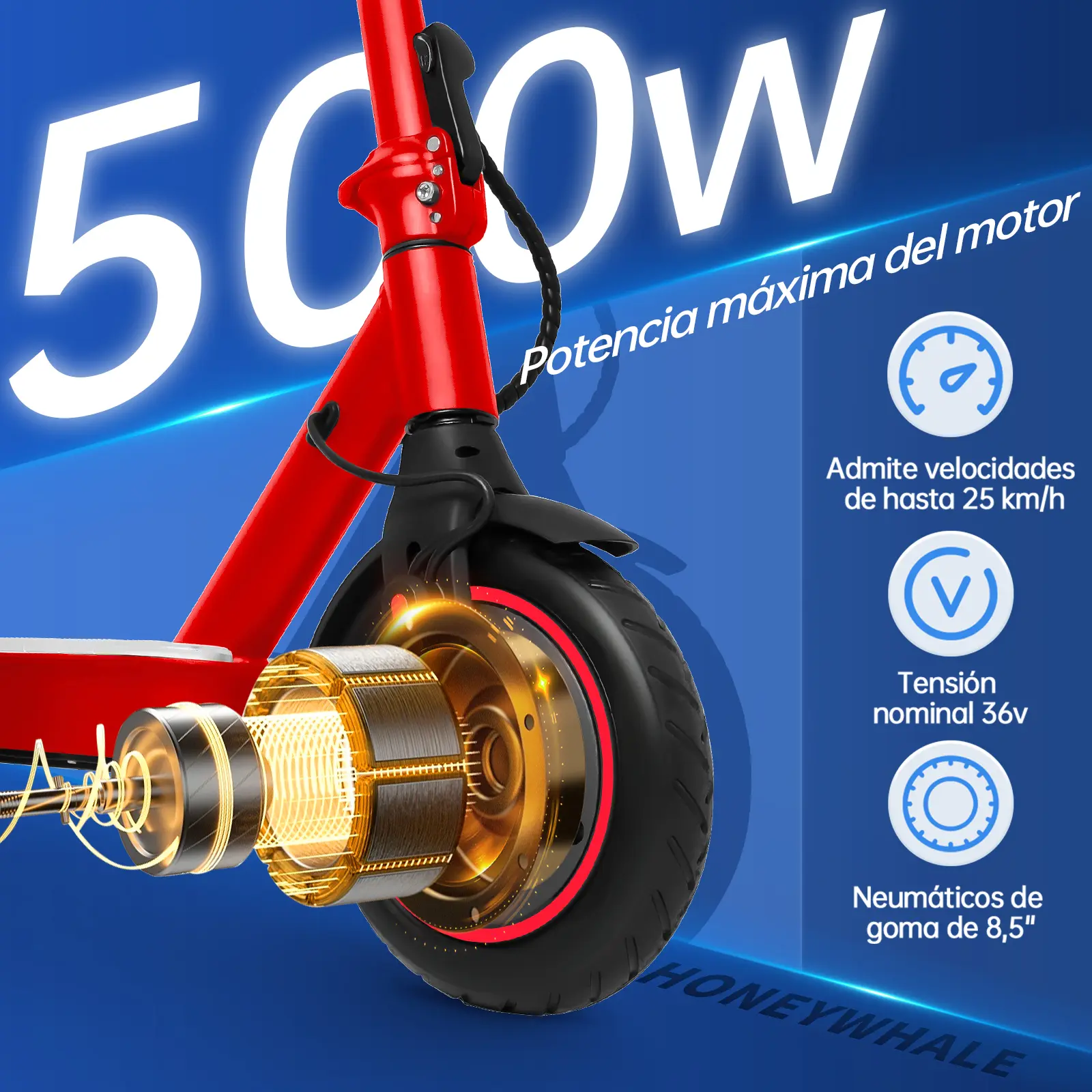 Foto 5 pulgar | Scooter Eléctrico Honey Whale S2 Pro V2 Rojo