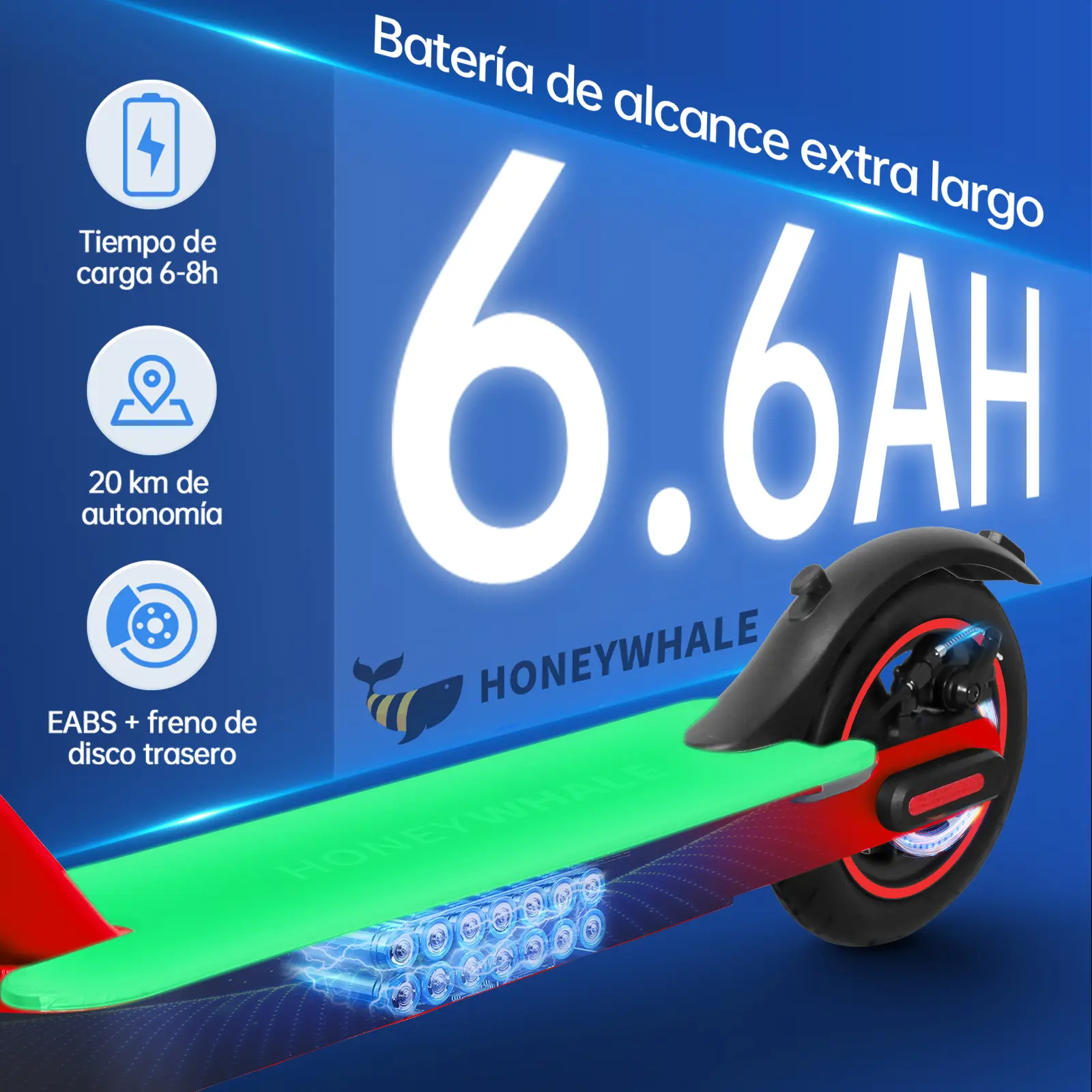 Foto 7 pulgar | Scooter Eléctrico Honey Whale S2 Pro V2 Rojo
