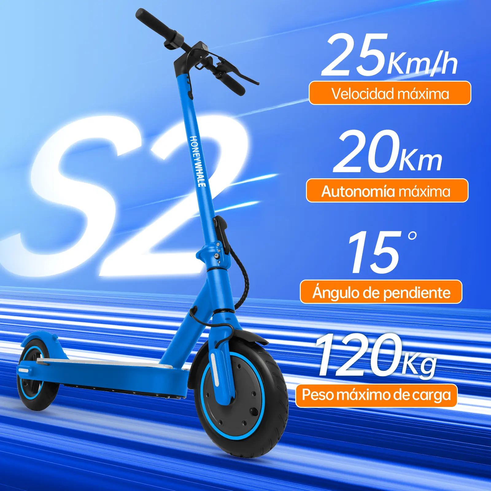 Foto 4 pulgar | Scooter Eléctrico Honey Whale S2 Pro V2 Azul