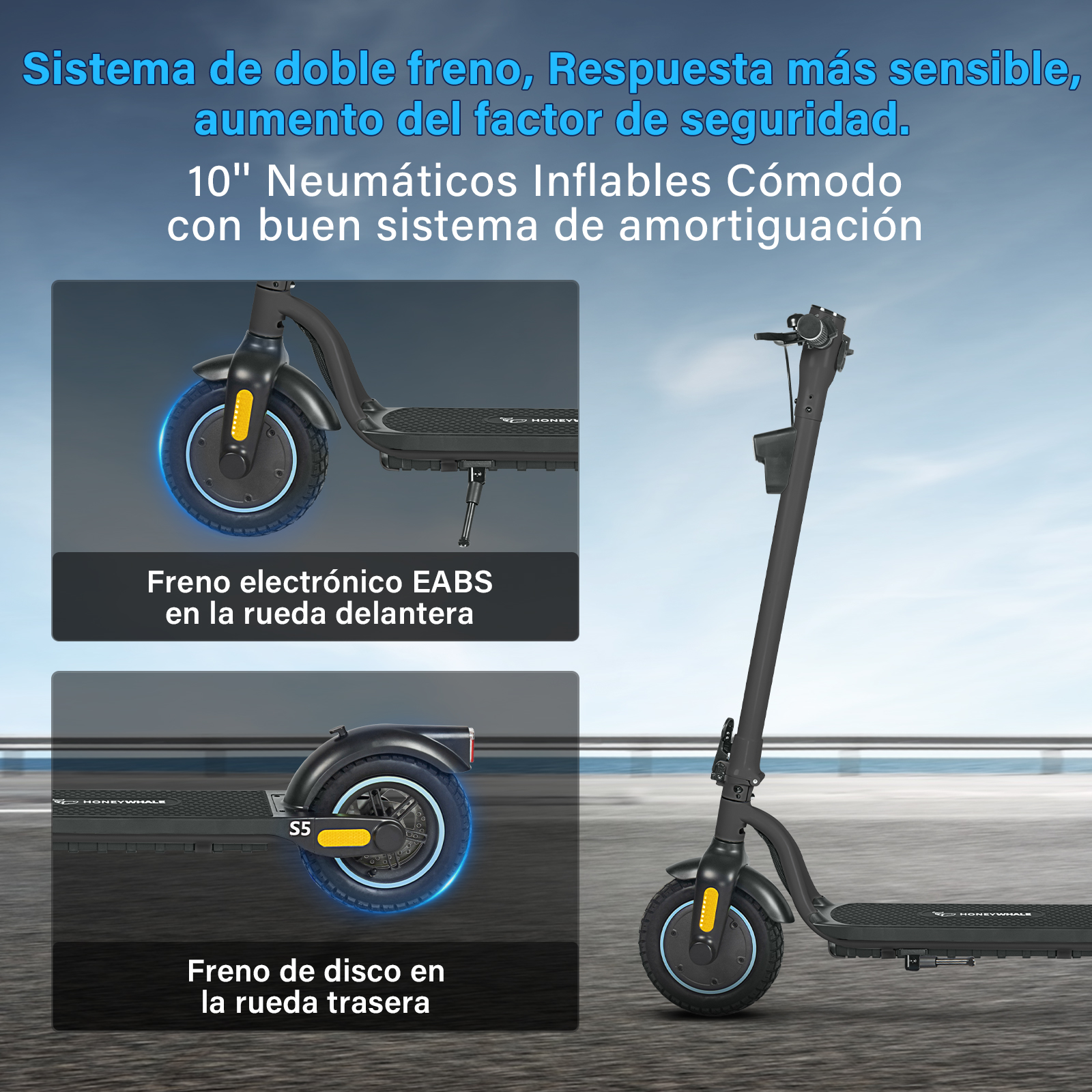 Foto 4 pulgar | Scooter Eléctrico Plegable Honey Whale S5 Negro