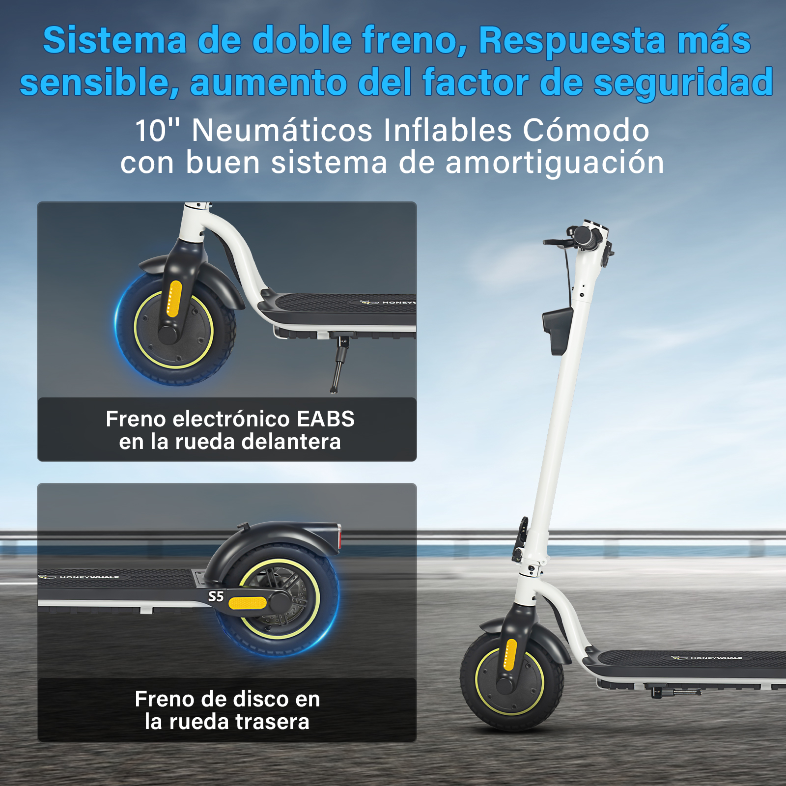 Foto 4 pulgar | Scooter Eléctrico Plegable Honey Whale S5 Blanco