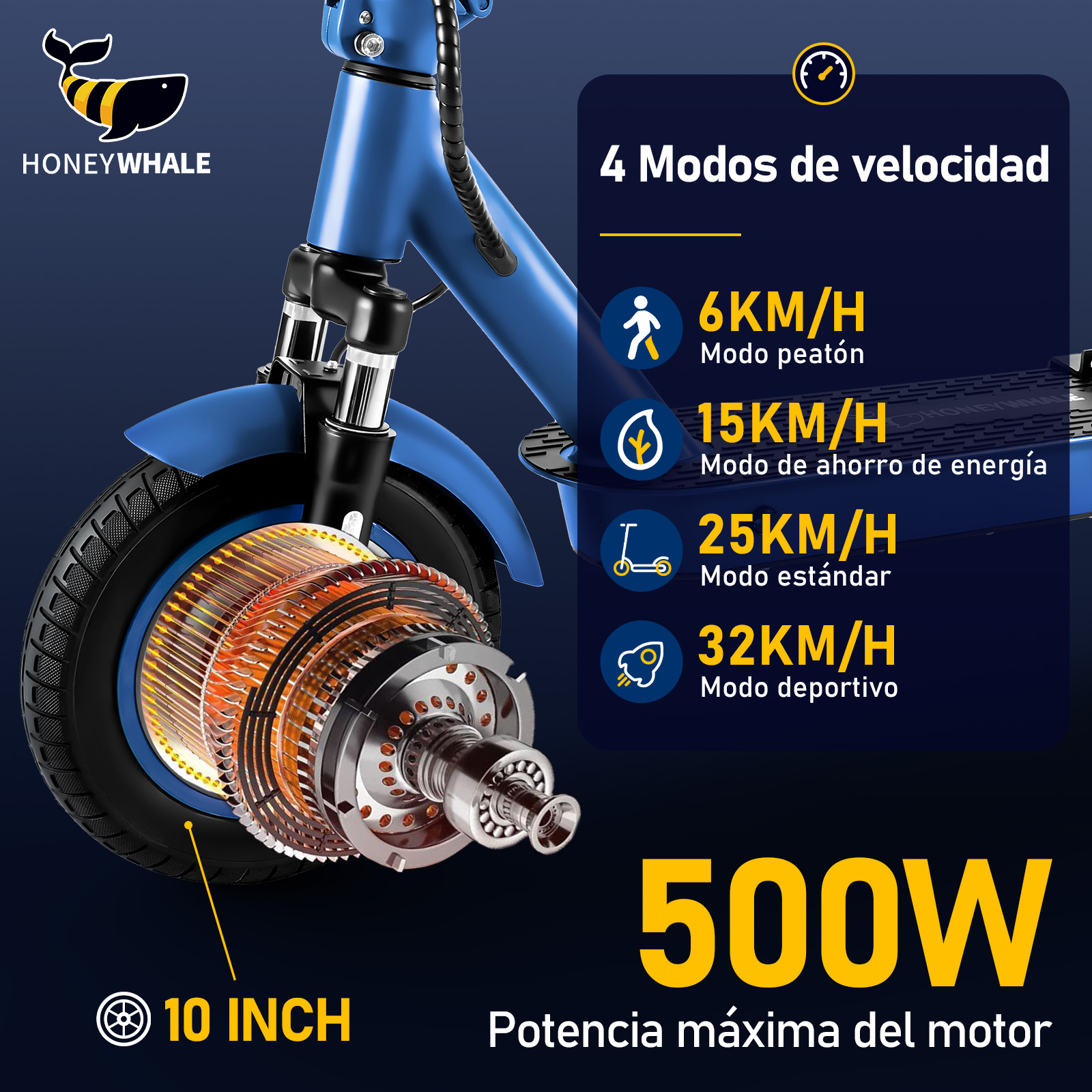 Foto 5 pulgar | Scooter Eléctrico Honey Whale M2 Max-b Azul