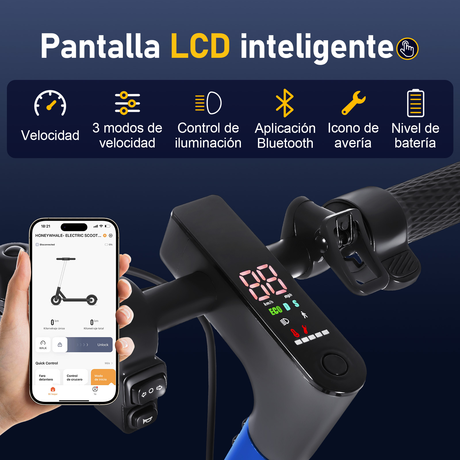 Foto 7 pulgar | Scooter Eléctrico Honey Whale M2 Max-b Azul