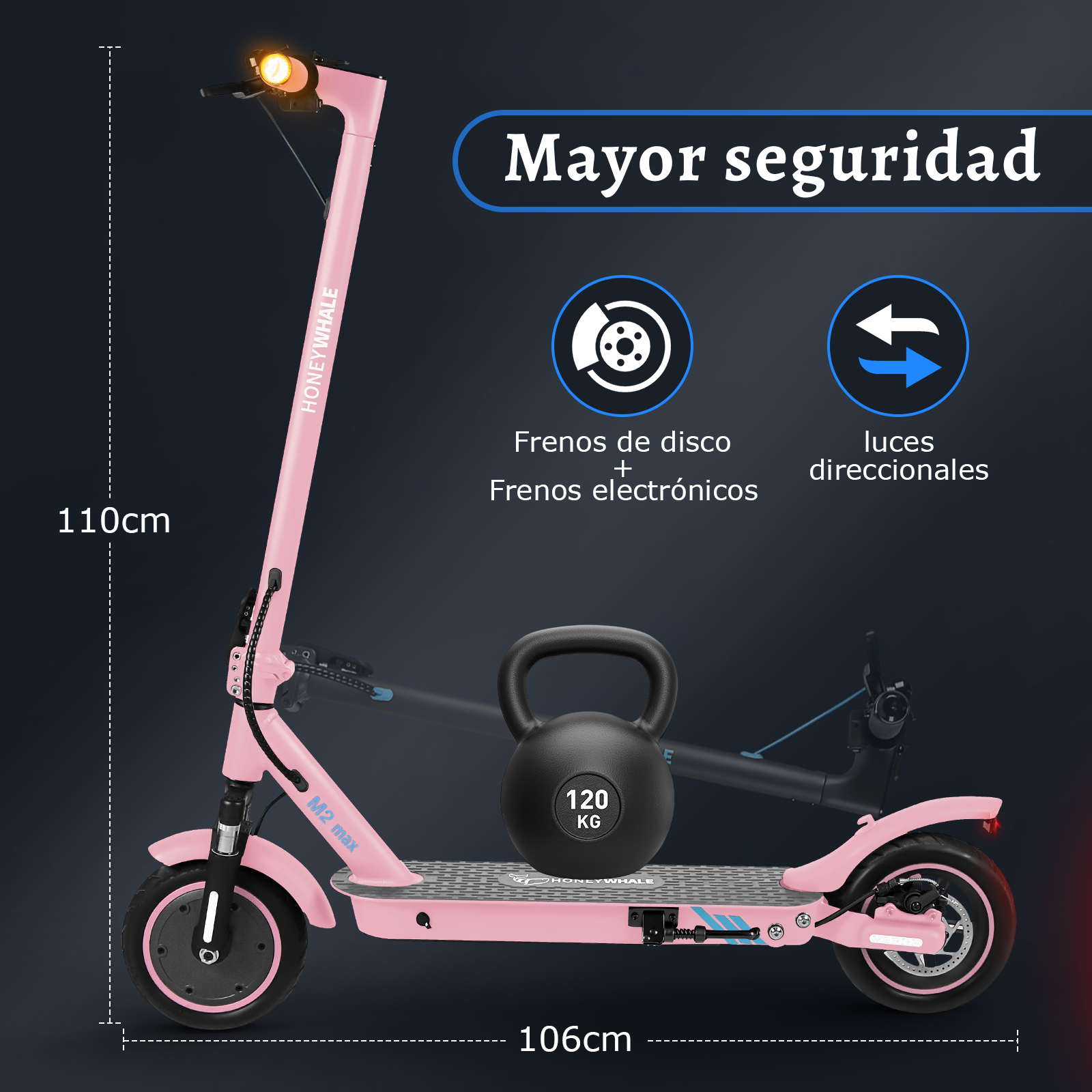 Foto 4 pulgar | Scooter Eléctrico Honey Whale M2 Max Rosa