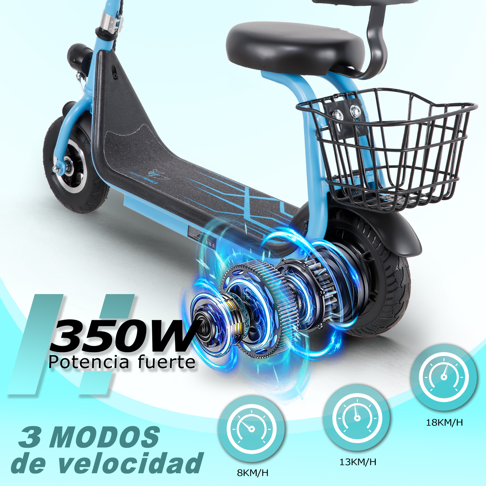 Foto 3 pulgar | Scooter Electrico Infantil Honey Whale Jl005 Azul