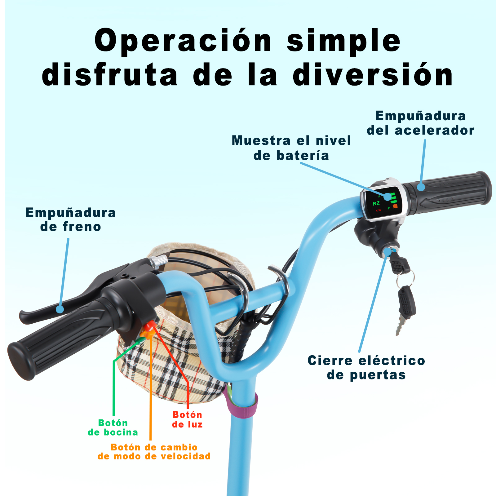 Foto 5 | Scooter Electrico Infantil Honey Whale Jl005 Azul