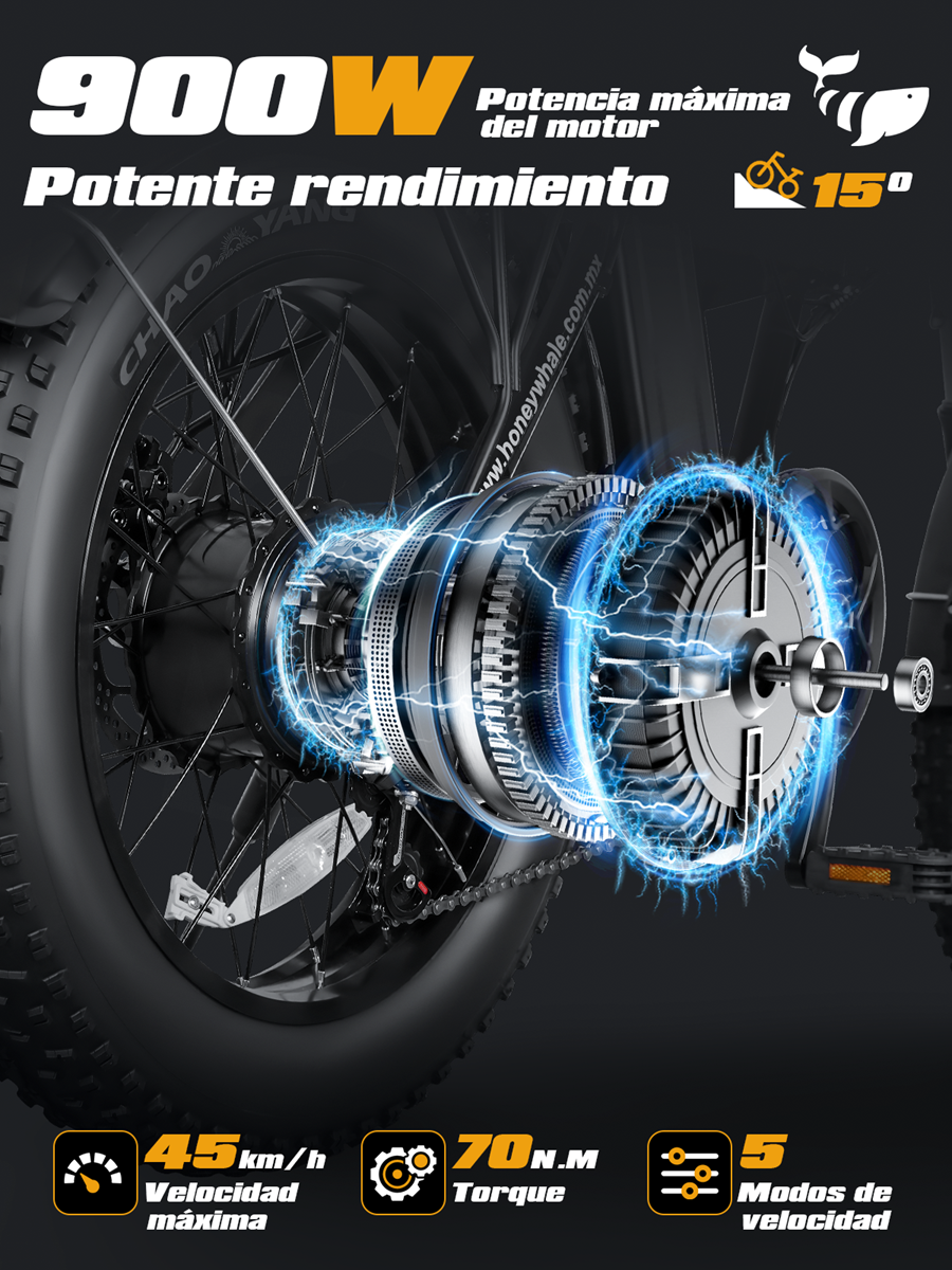 Foto 3 pulgar | Bicicleta Electrica Plegable Honey Whale F6-s Negro