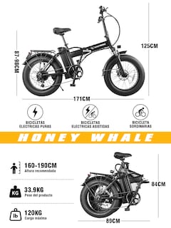Foto 7 | Bicicleta Electrica Plegable Honey Whale F6-s Negro