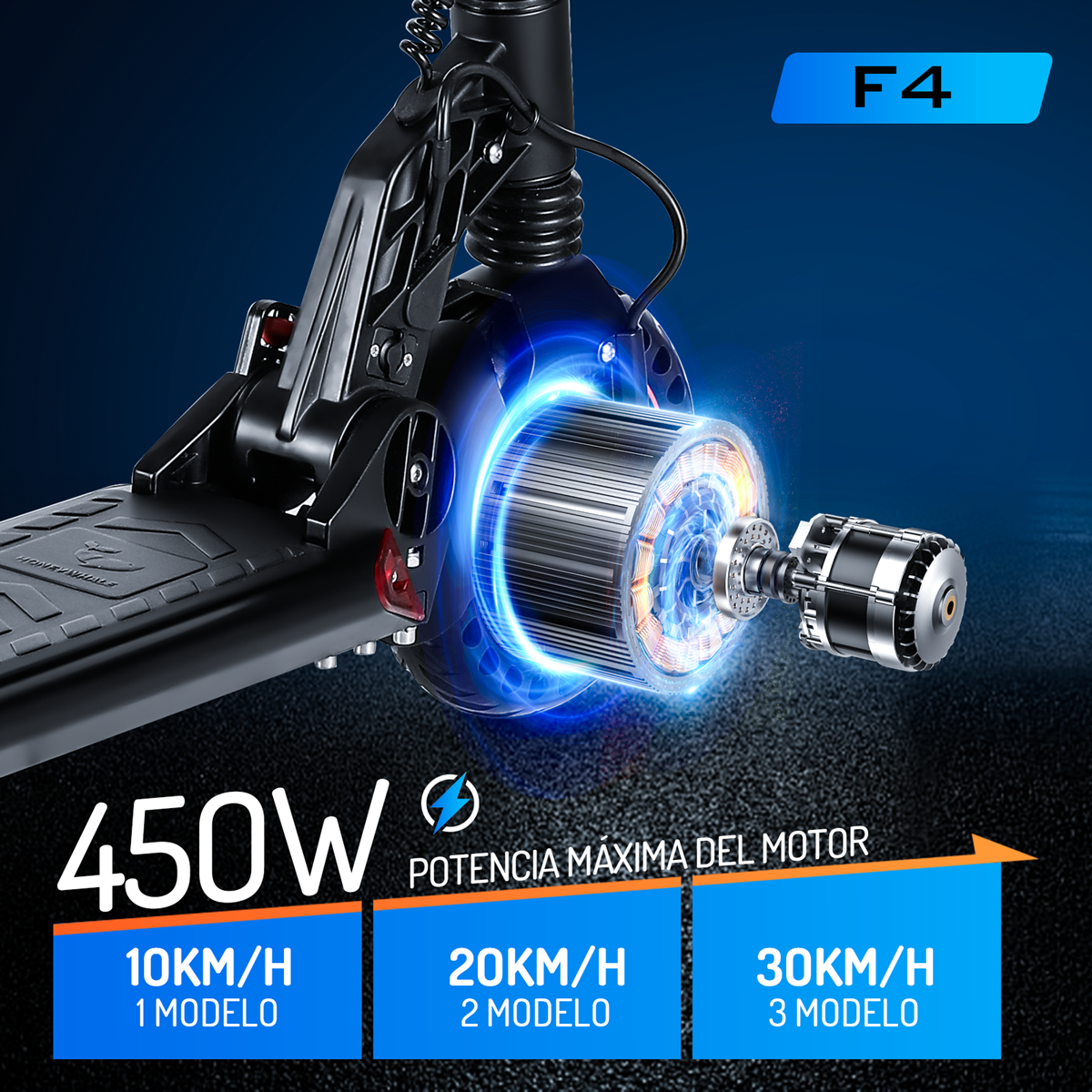 Foto 4 pulgar | Scooter Eléctrico Honey Whale F4 Negro