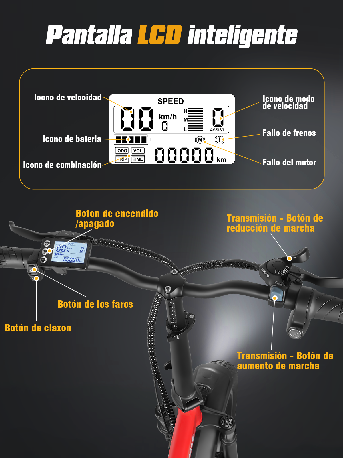 Foto 5 pulgar | Bicicleta Electrica Plegable Honey Whale F6-s Rojo