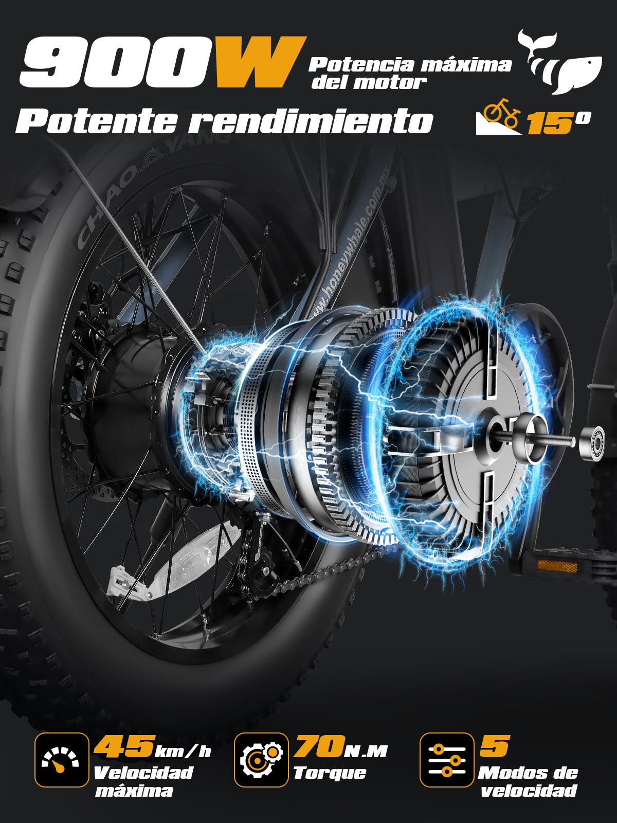 Foto 3 pulgar | Bicicleta Electrica Plegable Honey Whale F6-s Gris