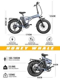 Foto 7 | Bicicleta Electrica Plegable Honey Whale F6-s Gris