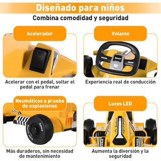 Foto 4 | Go Kart Eléctrico Infantil Honey Whale BDQ-9 Amarillo