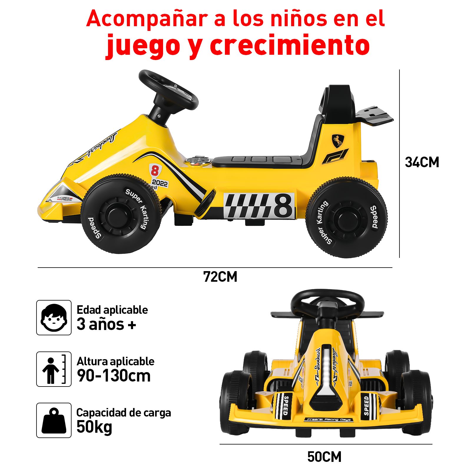 Foto 5 | Go Kart Eléctrico Infantil Honey Whale BDQ-9 Amarillo
